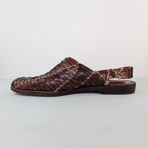 Cole Haan Resort Sandals Mens Size 11.5 M Brown Leather Woven Slip On Mule Strap